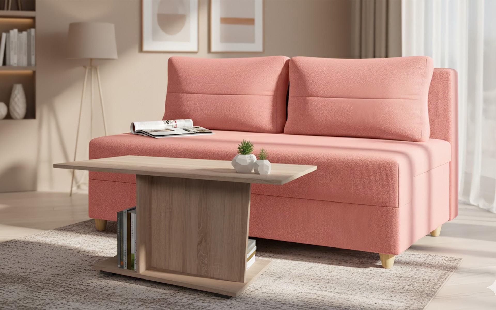 Set Sofa Kami + table Tyra, coral + Sonoma oak  1